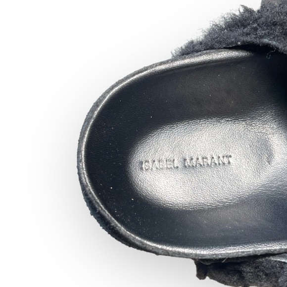 Isabel Marant Mirvin Backless Shearling Clogs Mules Black size EU38 US 8 - Picture 15 of 16